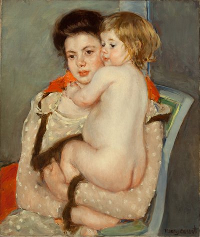Reine Lefebvre che tiene un bambino nudo, 1902 da Mary Cassatt